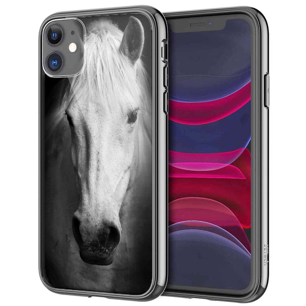 Coque iPhone 13 Tete de Cheval Noir et Blanc - IPHONE 13 PRO, Plexi